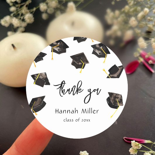 卒業式パーティーのハッピーハット ラウンドシール