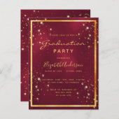 卒業式パーティーのブルゴーニュのバブル招待状 ポストカード (正面/裏面)