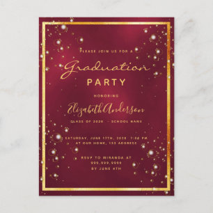 卒業式パーティーのブルゴーニュのバブル招待状 ポストカード