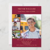 卒業式パーティーのブルゴーニュ写真コラージュ 招待状 (正面)