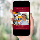 卒業式パーティーのブルゴーニュ写真コラージュ 招待状