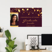 卒業式パーティーのブルゴーニュ金ゴールドの星写真 ポスター (ホームオフィス)