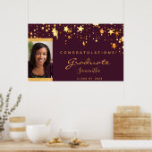 卒業式パーティーのブルゴーニュ金ゴールドの星写真 ポスター (キッチン)