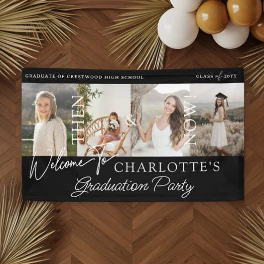 卒業式パーティーの卒業写真へようこそ 横断幕