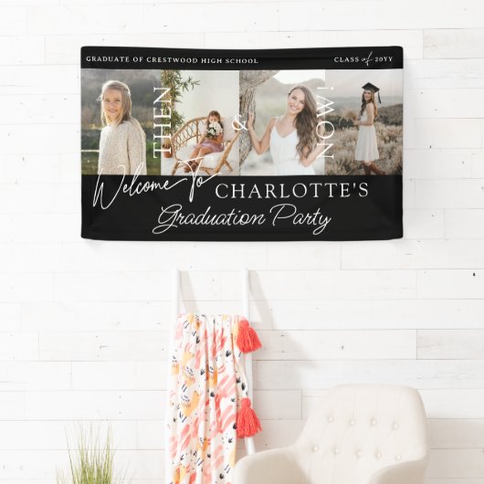 卒業式パーティーの卒業写真へようこそ 横断幕 (インサイチュ)
