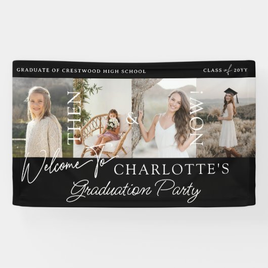 卒業式パーティーの卒業写真へようこそ 横断幕 (横)