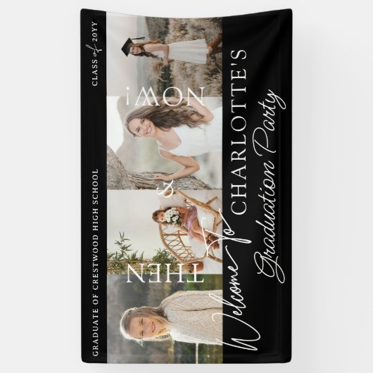 卒業式パーティーの卒業写真へようこそ 横断幕 (縦)
