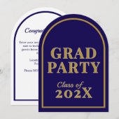 卒業式パーティーの招待状テンプレート - 卒業生向け 招待状 (正面/裏面)