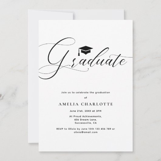 卒業式パーティーアーチフォト招待状発表 招待状 (裏面)