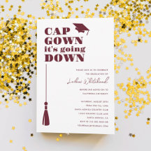 卒業式パーティーキャップガウンBurgundyダウン