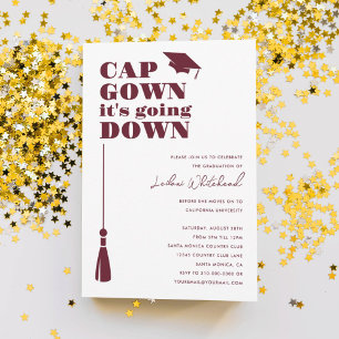 卒業式パーティーキャップガウンBurgundyダウン 招待状