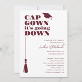 卒業式パーティーキャップガウンBurgundyダウン 招待状 (正面)
