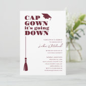 卒業式パーティーキャップガウンBurgundyダウン 招待状 (スタンド正面)