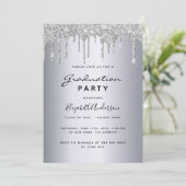 卒業式パーティーシルバーグリッタードリンク 招待状 (スタンド正面)