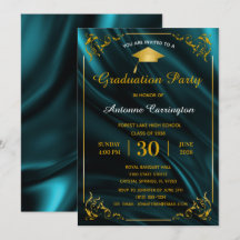 卒業式パーティースパークルティール（緑がかった色）サテンフローリッシュフレーム