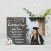 卒業式パーティーチョークジャース素朴ホタル写真 招待状 (スタンド正面)