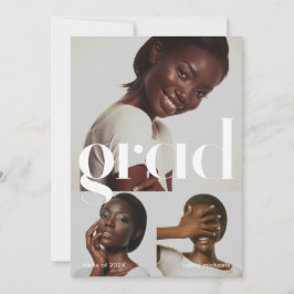 卒業式パーティーパープルフォトコラージュ 招待状