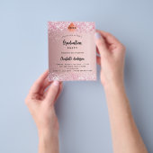 卒業式パーティーピンクグリッター予算の招待 チラシ (手)