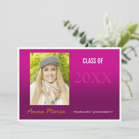 卒業式パーティーピンクフォト招待状 招待状 (スタンド正面)