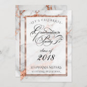 卒業式パーティーフェイクイタリアン銅大理石 招待状 (正面/裏面)