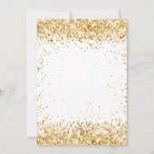 卒業式パーティーホワイト金ゴールドグリッターグラマラス 招待状 (裏面)