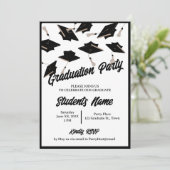 卒業式パーティー写真ブラックアンドホワイトモータルボード 招待状 (スタンド正面)