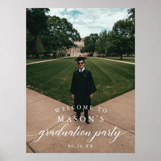 卒業式パーティー歓迎の看板ポスターと写真 ポスター (正面)