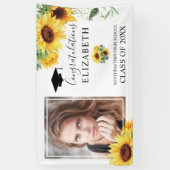 卒業式パーティー水彩ひまわり写真 横断幕 (縦)