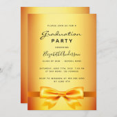卒業式パーティー金ゴールド弓女 招待状 (正面/裏面)