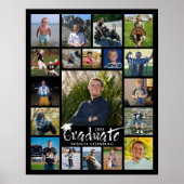 卒業式パーティー19写真表示ブラシタイポグラフィ ポスター (正面)