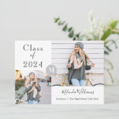 卒業式パーティー2フォトシンプルーモダンモノグラム 招待状 (スタンド正面)