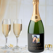 卒業式パーティー2023フォトブラック金ゴールド スパークリングワインラベル