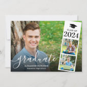 卒業式パーティー3フォトコラージュモダン招待状 招待状 (正面)