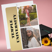 卒業式パーティ招待状エレガント金ゴールドカスタム写真 シーズンカード