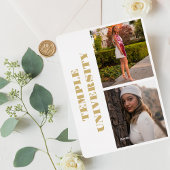 卒業式パーティ招待状エレガント金ゴールドカスタム写真 箔招待状