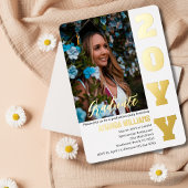 卒業式パーティ招待状エレガント金ゴールドカスタム写真 箔招待状