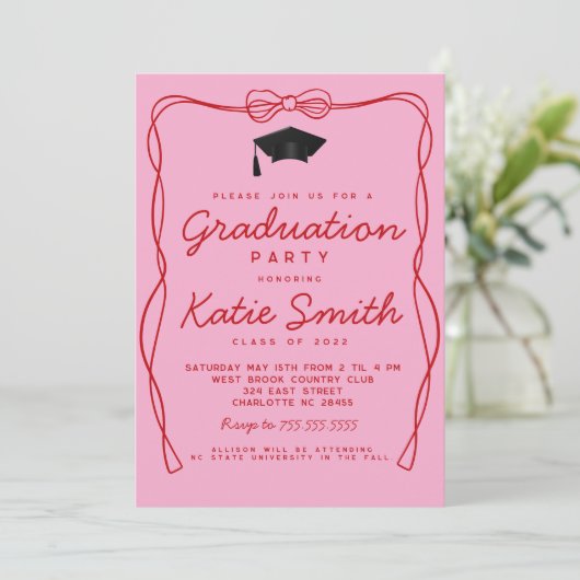 卒業式パーティ招待状ドードルボウディセーション 招待状 (スタンド正面)