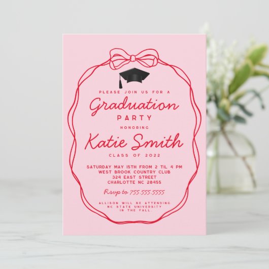 卒業式パーティ招待状ドードルボウディセーション 招待状 (スタンド正面)