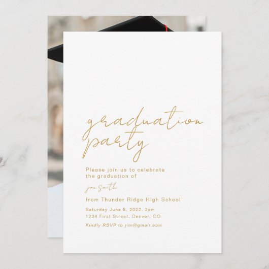 卒業式パーティ招待状発表写真 招待状 (正面/裏面)