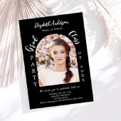 卒業式パーティ白黒アーチ写真クラス2025 招待状