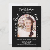 卒業式パーティ白黒アーチ写真クラス2025 招待状 (正面)
