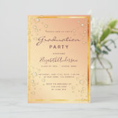 卒業式パーティ金ゴールドフェスティバルバブル 招待状 (スタンド正面)