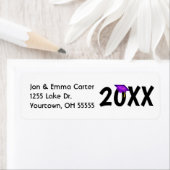 卒業式パープルキャップと金ゴールド房 ラベル (インサイチュ)