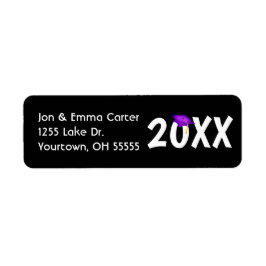 卒業式パープルキャップと金ゴールド房 ラベル