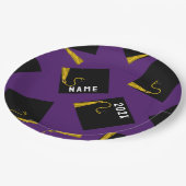 卒業式パープルパーティー紙プレート ペーパープレート (アングル)