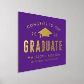 卒業式パープル卒業パーティーへのおめでとう 箔ポスター (レイダウン)