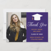 卒業式パープル金ゴールド写真カスタム2025年卒業 サンキューカード (正面)