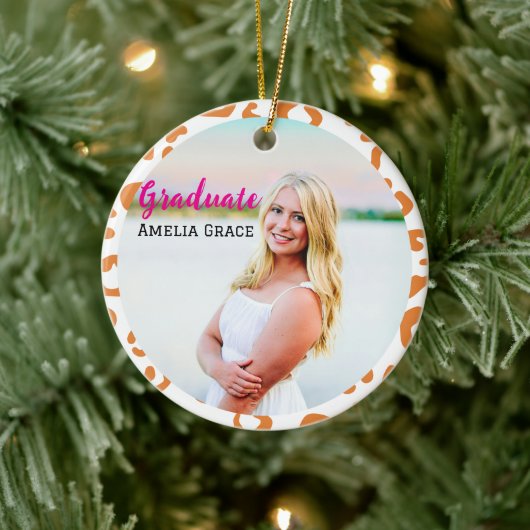 卒業式ヒョウのマイルストーンオーナメント セラミックオーナメント (ツリー)