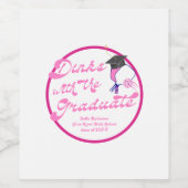 卒業式ピンクのピックボールとディンク ワインラベル (シングルラベル)