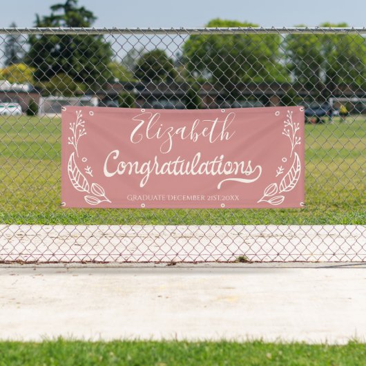 卒業式ピンクシックエレガントおめでとう 横断幕 (インサイチュ)